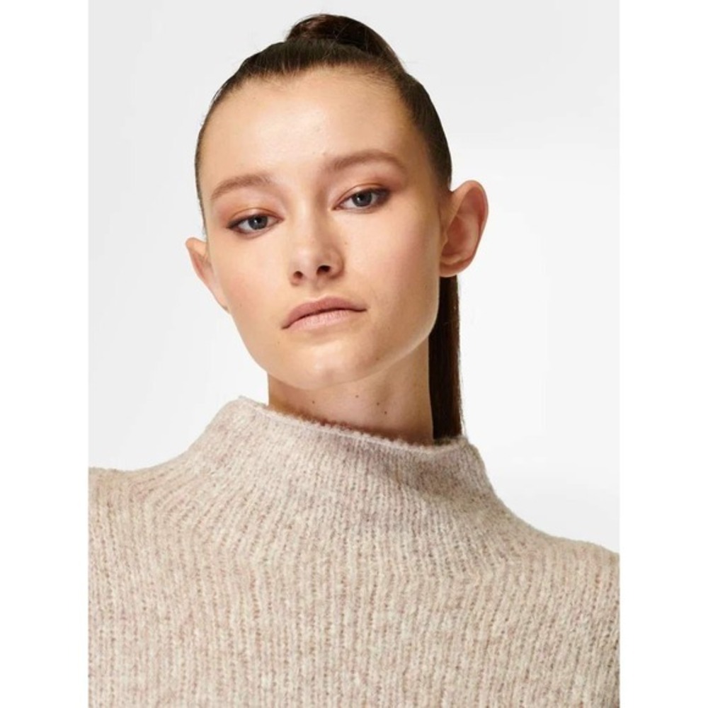 Sweaty Betty Brushed Boucle Funnel Neck Sweater Oatmeal Beige Knit XXL US 14 - Picture 7 of 8